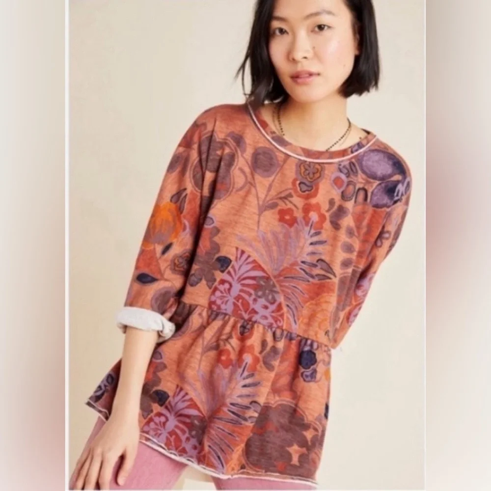 Anthropologie Saturday Sunday Colleen Floral Baby Doll Sweatshirt - Picture 1 of 9